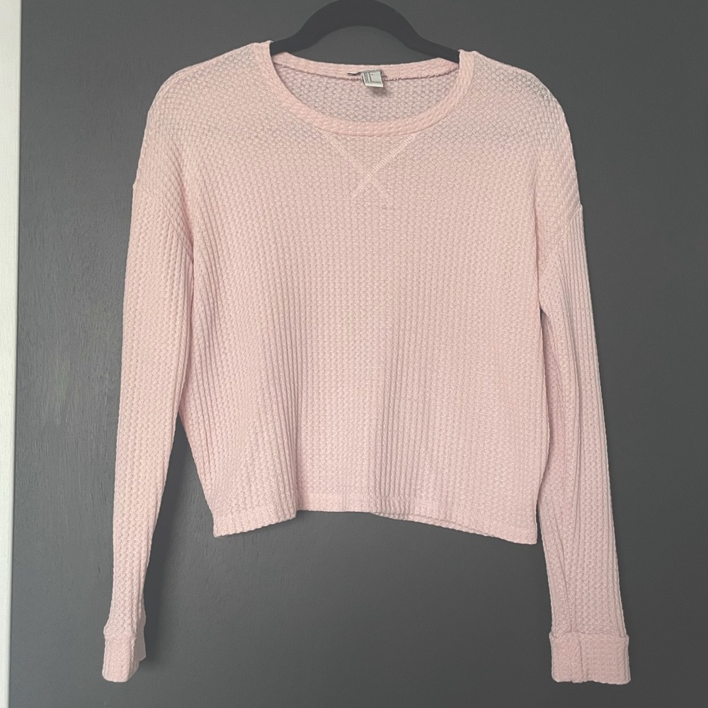Forever 21 Cropped Oversized Waffle Top - Size Small